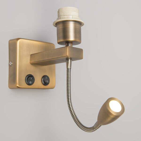 Aplică din bronz cu LED inclus cu braț de lectură - Brescia Combi