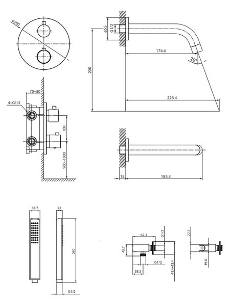 Cersanit Zen, set de baie ascuns cu cap de dus manual, crom, S952-034
