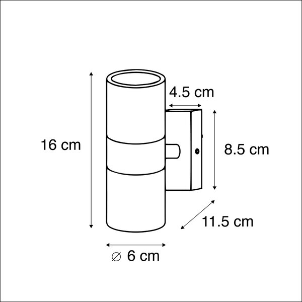 Lampă de perete exterioară din oțel cu 2 lumini IP44 - Duo