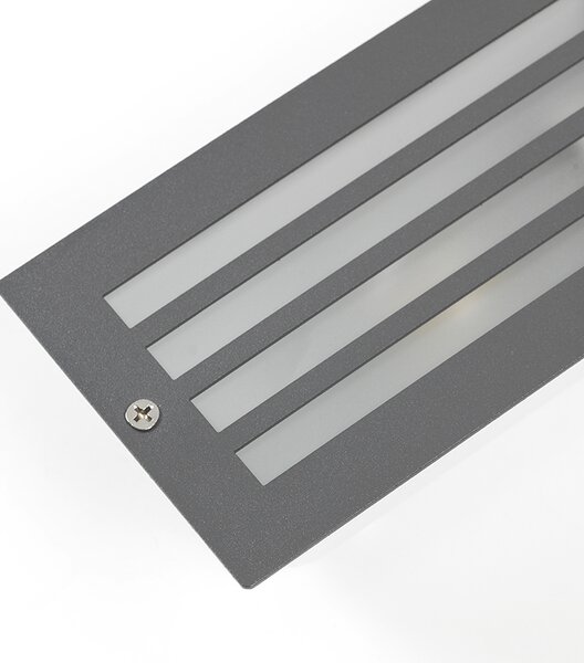 Set de 4 spoturi încastrate moderne gri închis IP44 - Hurricane