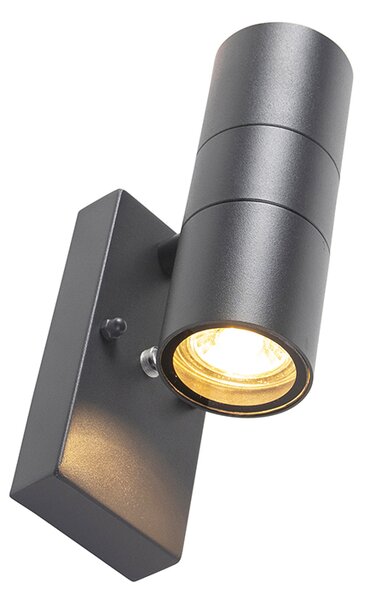 Lampă de perete exterioară gri închis cu 2 lumini cu senzor crepuscular - Duo