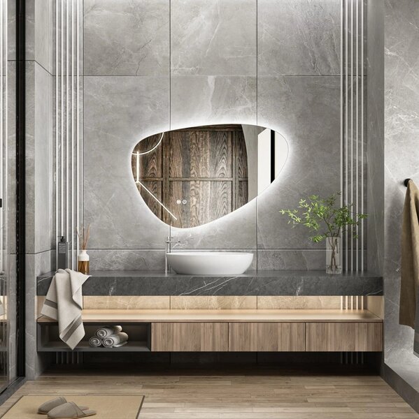 Erga Amelia, oglinda LED asimetrica 90x60 cm, 1955 lm, 6500K, retroiluminare, ERG-V01-407-9060-00