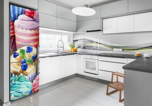 Foto Autocolant pentru piele al frigiderului briose colorate