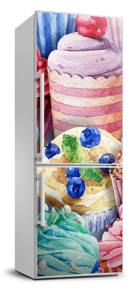 Foto Autocolant pentru piele al frigiderului briose colorate