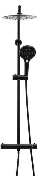 Erga Bergen Therm, set de dus cu robinet termostatic si cap de ploaie 25 cm, negru mat, ERG-YKA-BP.BERGEN-THERM-25-BLK