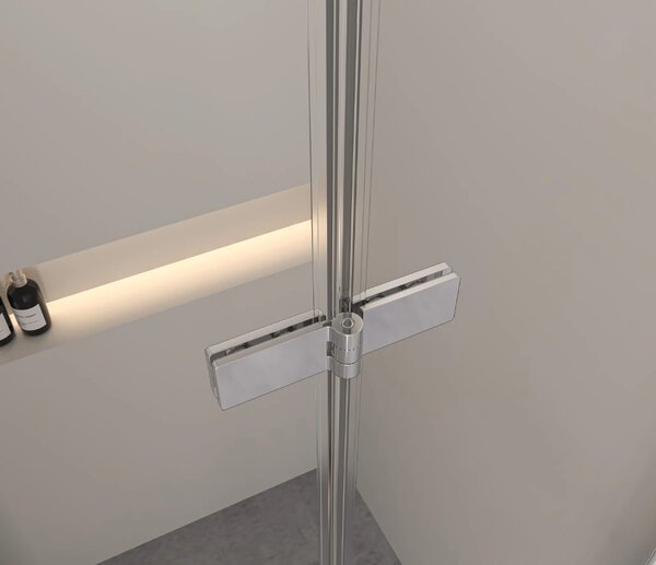 Erga Berlin, cabină de duș cu ușă rabatabilă 70 (uşă) x 100 (perete) x 195 cm, sticlă transparentă de 6 mm, profil cromat, ERG-V02-BERLIN-D070G100-CL…