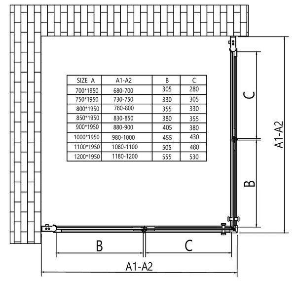 Erga Berlin Double, cabină de duș cu uși pliante duble 120 (uşă) x 120 (uşă) x 195 cm, sticlă transparentă de 6 mm, profil negru, ERG-V02-BERLIN-D120…