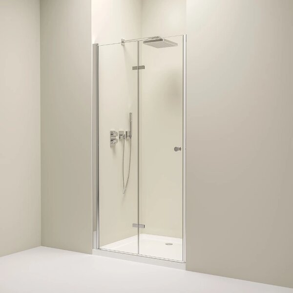 Erga Berlin, usa de dus plianta in deschidere 70x195 cm, sticla transparenta de 6 mm, profil cromat, ERG-V02-BERLIN-D070-CR