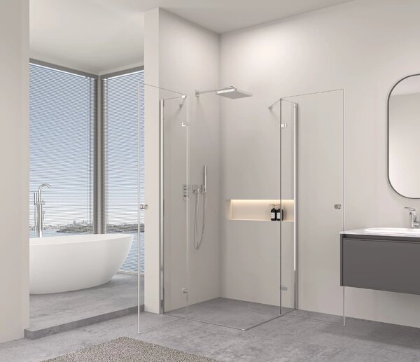 Erga Bern Double, cabină de duș cu uși cu 2 aripi 70 (uşă) x 110 (uşă) x 195 cm, sticlă transparentă de 6 mm, profil cromat, ERG-V02-BERN-D070D110-CL…