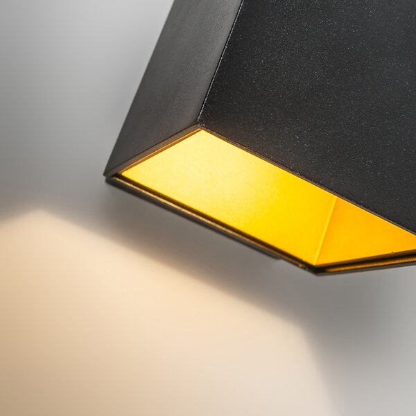 Set de 2 aplice de perete de design negru/auriu inclusiv LED - Caja