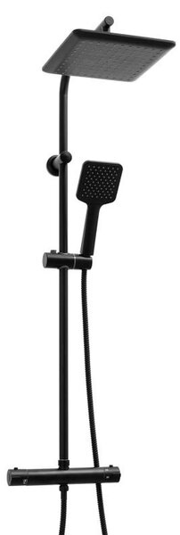 Erga Bodo Therm, set de dus cu baterie termostatica si cap de ploaie 23x23cm, negru mat, ERG-YKA-BP.BODO-THERM-23-BLK
