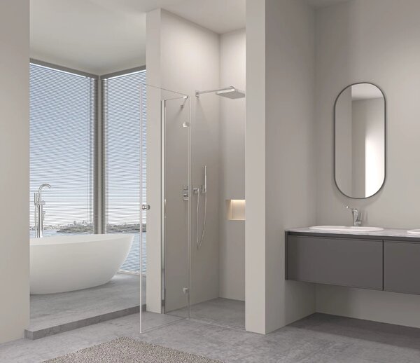 Erga Bern, usa de dus despicata cu 1 canat pentru deschidere 70x195 cm, sticla transparenta 6 mm, profil cromat, ERG-V02-BERN-D070-CR