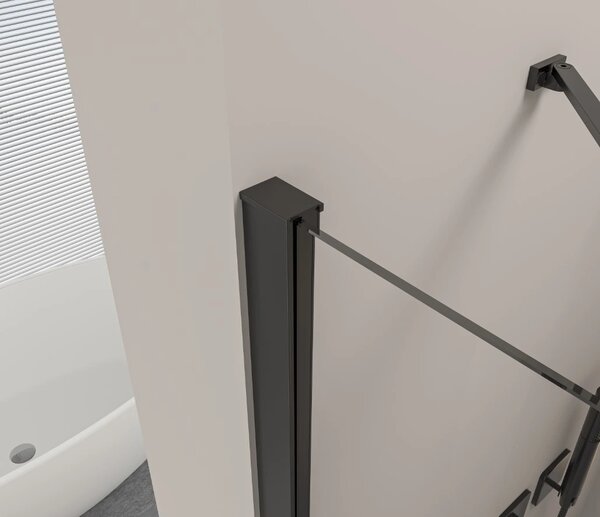 Erga Bern Double, cabină de duș cu uși cu 2 aripi 70 (uşă) x 70 (uşă) x 195 cm, sticlă transparentă de 6 mm, profil negru, ERG-V02-BERN-D070D070-CL-BK