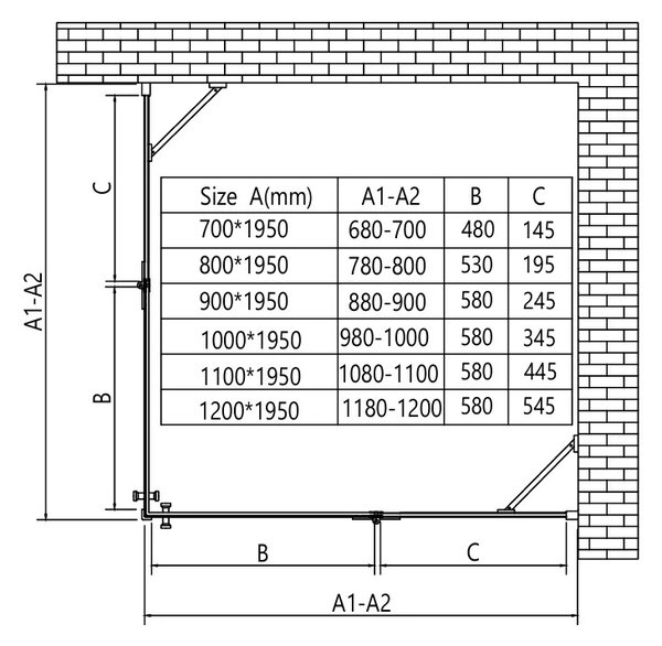 Erga Bern Double, cabină de duș cu uși cu 2 aripi 70 (uşă) x 70 (uşă) x 195 cm, sticlă transparentă de 6 mm, profil negru, ERG-V02-BERN-D070D070-CL-BK