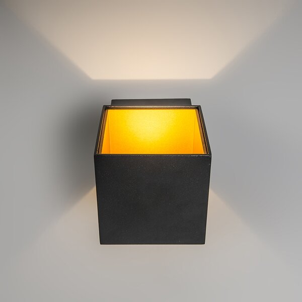 Set de 2 aplice de perete de design negru/auriu inclusiv LED - Caja