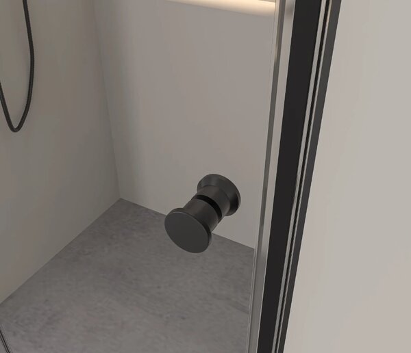 Erga Bern Double, cabină de duș cu uși cu 2 aripi 70 (uşă) x 70 (uşă) x 195 cm, sticlă transparentă de 6 mm, profil negru, ERG-V02-BERN-D070D070-CL-BK