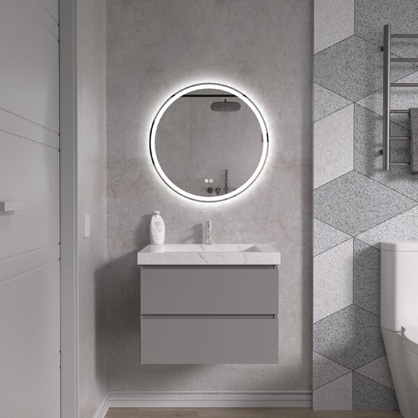 Erga Carla, oglinda LED rotunda 60cm, 1380 lm, 3 culori luminoase, ERG-V01-208-6060