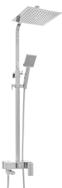 Erga Cube, set de dus cu robinet cu maneta, pipa de cada si cap de ploaie 25x25cm, crom, ERG-YKA-BP.CUBE-25-CHR