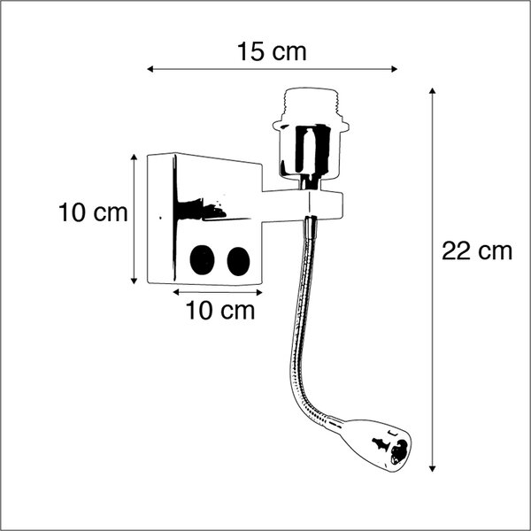 Lampa de perete moderna neagra cu brat flexibil - Brescia Combi