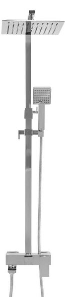 Erga Cube, set de dus cu robinet cu maneta, pipa de cada si cap de ploaie 25x25cm, crom, ERG-YKA-BP.CUBE-25-CHR