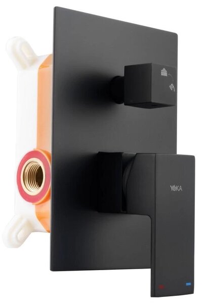 Erga Dual, set de duș ascuns cu cap de ploaie 30x30 cm, sistem de instalare i-BOX, negru mat, ERG-YKA-BP.DUAL30-BLK