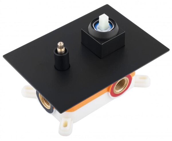 Erga Dual, set de duș ascuns cu cap de ploaie 30x30 cm, sistem de instalare i-BOX, negru mat, ERG-YKA-BP.DUAL30-BLK