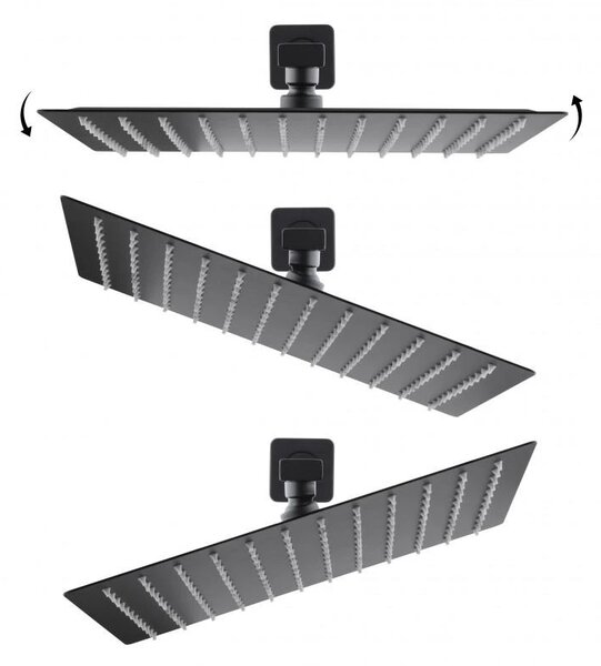 Erga Dual, set de duș ascuns cu cap de ploaie 30x30 cm, sistem de instalare i-BOX, negru mat, ERG-YKA-BP.DUAL30-BLK