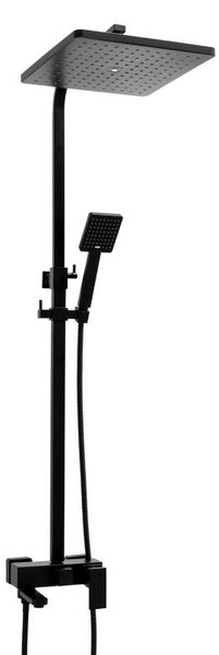 Erga Cube, set de dus cu robinet cu maneta, gura de cada si cap de ploaie 30x30cm, negru mat, ERG-YKA-BP.CUBE-30-BLK