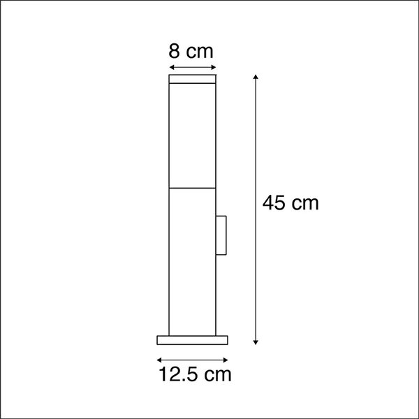 Lampă de exterior din oțel incluzând priză IP44 - Malios cu țăruș de pământ și garnitură pentru cablu