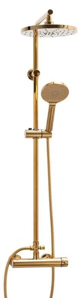 Erga Dubai, set de dus cu robinet cu maneta si cap de ploaie 23 cm, auriu lucios, ERG-YKA-BP.DUBAJ23-GLD
