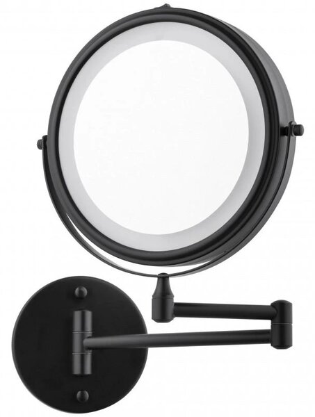 Erga Eda, oglinda de machiaj iluminata cu LED ø20 cm, negru mat, ERG-YKA-CH.EDA-BLK