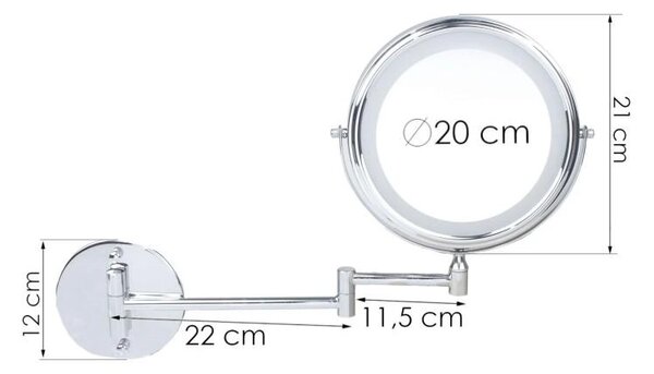 Erga Eda, oglinda de machiaj iluminata cu LED ø20 cm, crom, ERG-YKA-CH.EDA