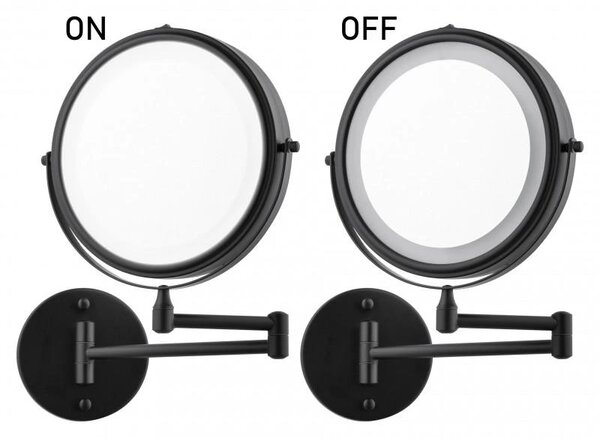 Erga Eda, oglinda de machiaj iluminata cu LED ø20 cm, negru mat, ERG-YKA-CH.EDA-BLK