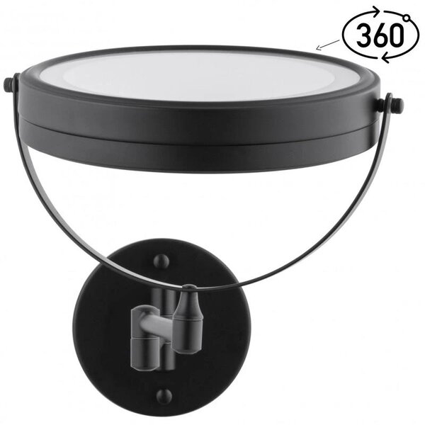 Erga Eda, oglinda de machiaj iluminata cu LED ø20 cm, negru mat, ERG-YKA-CH.EDA-BLK