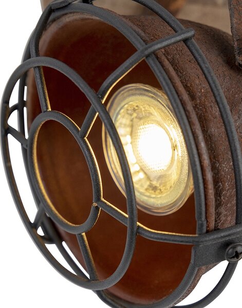 Spotlight industrial inclinabil maro ruginiu cu lemn - Gina