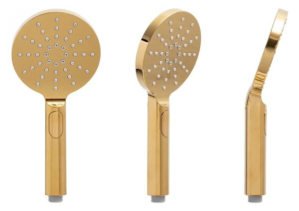 Erga Dubai, set de dus cu robinet cu maneta si cap de ploaie 23 cm, auriu lucios, ERG-YKA-BP.DUBAJ23-GLD
