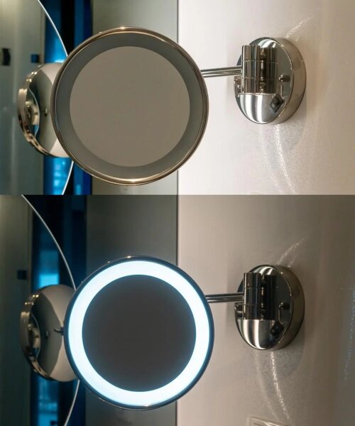 Erga Eda, oglinda de machiaj iluminata cu LED ø20 cm, crom, ERG-YKA-CH.EDA