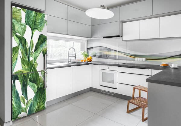 Autocolant pe frigider frunze tropicale