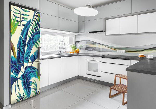 Autocolant pe frigider frunze tropicale