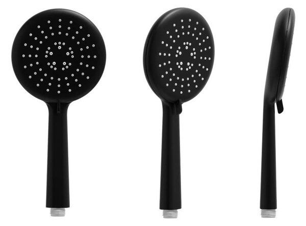 Erga Enza, set de dus cu robinet termostatic si cap de ploaie 20cm, negru mat, ERG-YKA-BP.ENZA20-BLK