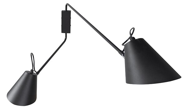 Lampă de perete modernă neagră cu 2 lumini reglabile - Lune
