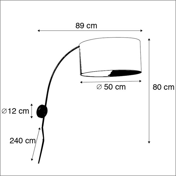 Lampă de perete modernă cu arc din oțel cu abajur alb 50/50/25 reglabil