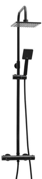 Erga Flova, set de dus cu robinet termostatic si cap de ploaie 20x20cm, negru mat, ERG-YKA-BP.FLOVA THERM 20 BLK
