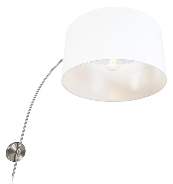 Lampă de perete modernă cu arc din oțel cu abajur alb 50/50/25 reglabil