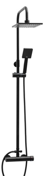 Erga Flova, set de dus cu robinet cu maneta si cap de ploaie 20x20cm, negru mat, ERG-YKA-BP.FLOVA 20 BLK