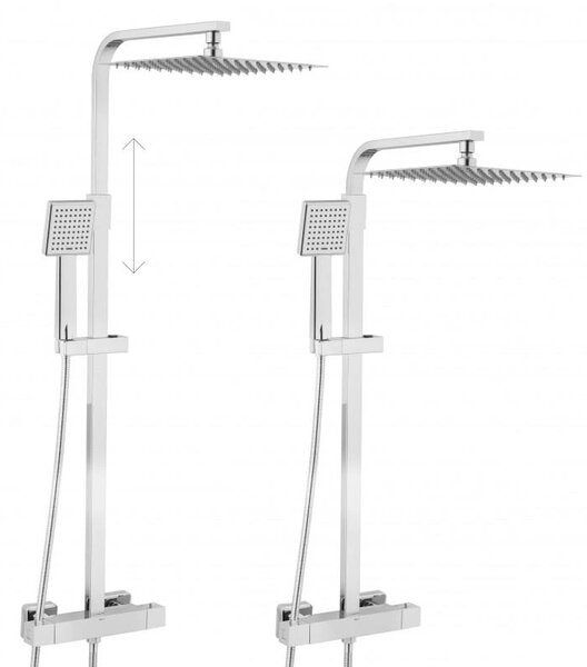 Erga Goba, set de dus cu robinet termostatic si cap de ploaie 25x25 cm, crom, ERG-YKA-BP.GOBA-THERM-25-CHR