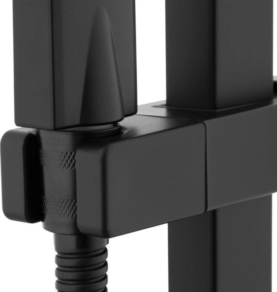 Erga Goba, set de dus cu baterie termostatica si cap de ploaie 25x25cm, negru mat, ERG-YKA-BP.GOBA-THERM-25-BLK