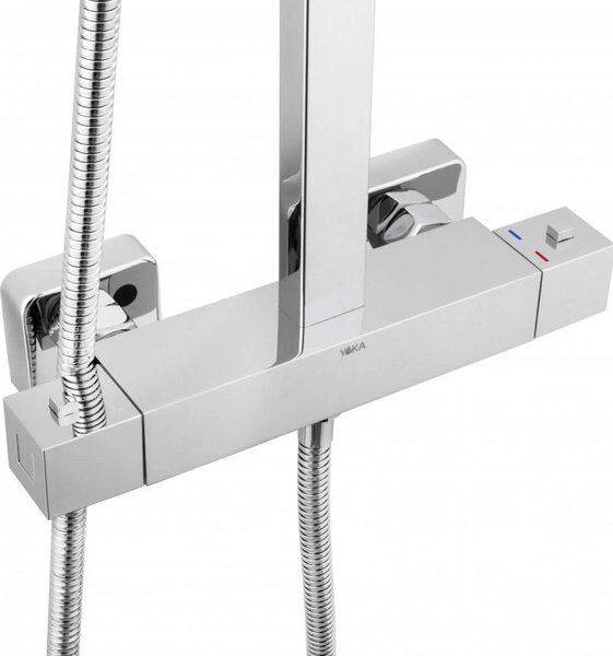 Erga Goba, set de dus cu robinet termostatic si cap de ploaie 25x25 cm, crom, ERG-YKA-BP.GOBA-THERM-25-CHR