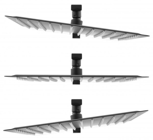 Erga Goba, set de dus cu robinet termostatic si cap de ploaie 30x30 cm, negru mat, ERG-YKA-BP.GOBA-THERM-30-BLK