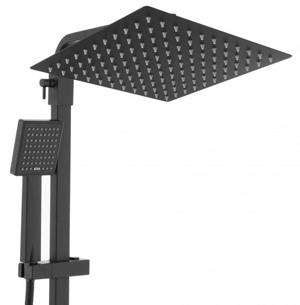 Erga Goba, set de dus cu baterie termostatica si cap de ploaie 25x25cm, negru mat, ERG-YKA-BP.GOBA-THERM-25-BLK